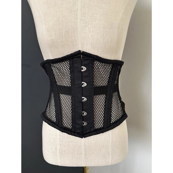 Alter Ego Lace Up Black Corset Waist Undercut Trainer Boned Mesh - Picture 3 of 11